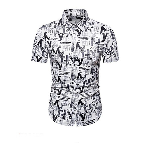 

Men's Geometric Print Shirt Sexy Street chic Daily Going out White