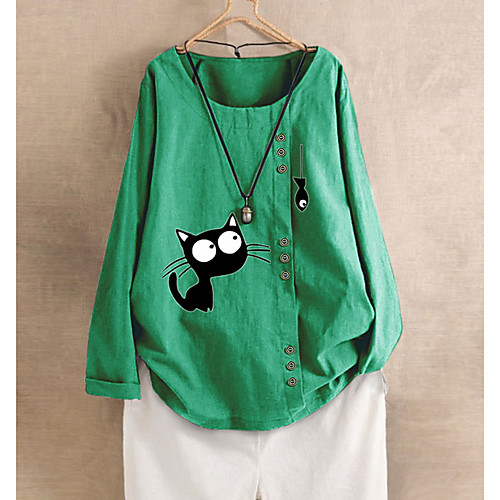 

Women's Cartoon T-shirt Daily White / Red / Green / Navy Blue / Beige