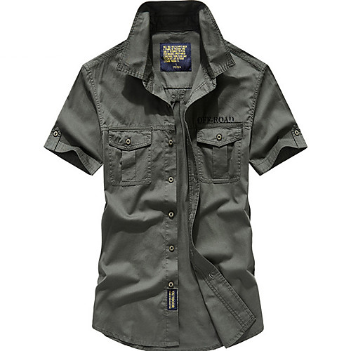 

Men's Solid Colored Shirt Daily Army Green / Khaki / Royal Blue