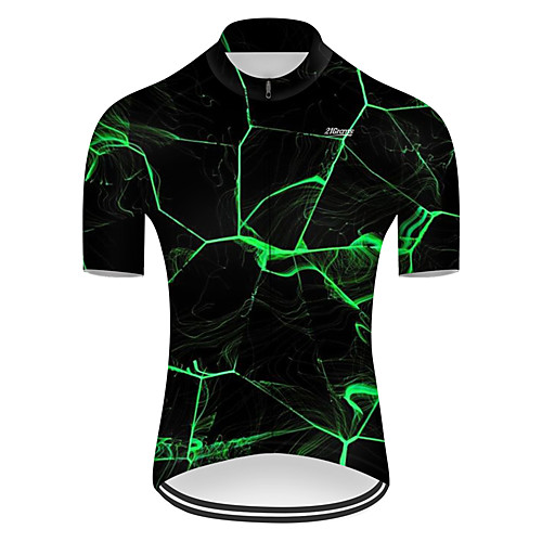 

21Grams Men's Short Sleeve Cycling Jersey Nylon Polyester Black / Green 3D Lightning Gradient Bike Jersey Top Mountain Bike MTB Road Bike Cycling Breathable Quick Dry Ultraviolet Resistant Sports