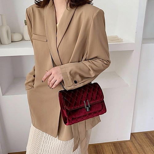 

Women's Corduroy Crossbody Bag Solid Color Black / Red / Blushing Pink