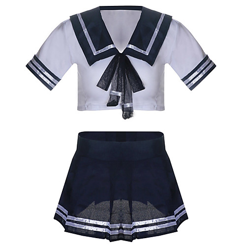

Women's Bow Suits Nightwear Color Block Blue One-Size