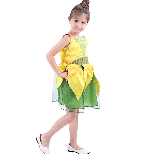 

Princess Princess Tiana Dress Flower Girl Dress Girls' Movie Cosplay A-Line Slip Yellow Dress Children's Day Masquerade Polyester