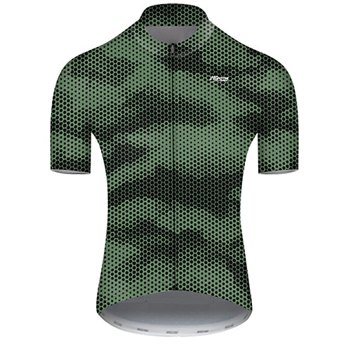 

21Grams Men's Short Sleeve Cycling Jersey Nylon Polyester Green Polka Dot Camo / Camouflage Bike Jersey Top Mountain Bike MTB Road Bike Cycling Breathable Quick Dry Ultraviolet Resistant Sports