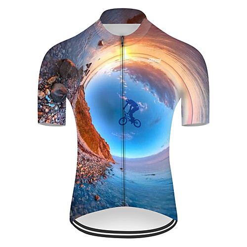 

21Grams Men's Short Sleeve Cycling Jersey Nylon BlueYellow Gradient 3D Bike Jersey Top Mountain Bike MTB Road Bike Cycling Quick Dry Breathable Sports Clothing Apparel / Micro-elastic