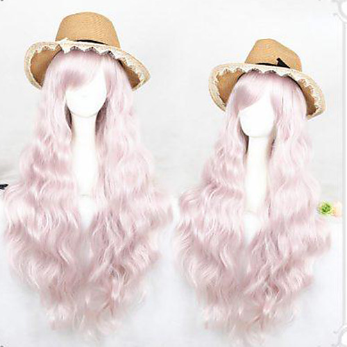

Cosplay Wig Lolita Curly Cosplay Halloween With Bangs Wig Long Pink Synthetic Hair 31 inch Women's Anime Cosplay Comfortable Pink