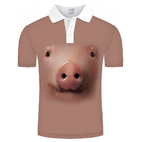 

Men's Graphic Animal Print Polo Daily Brown