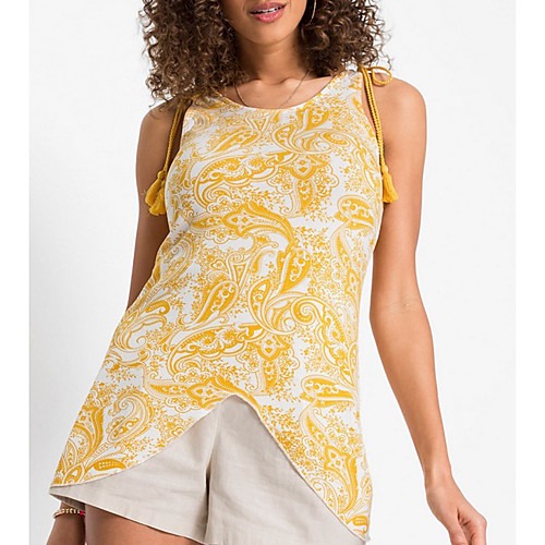 

Women's T-shirt Floral Tops Round Neck Daily Red Yellow Green S M L XL 2XL