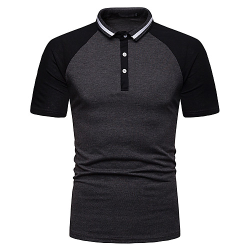 

Men's Black Patchwork Polo Business Basic Daily Work Wine / White / Light gray / Gray / Short Sleeve