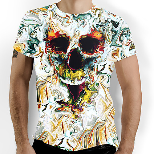 

Men's Graphic Skull Print T-shirt Basic Daily White