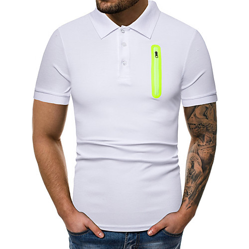 

Men's Black Patchwork Polo Business Basic Daily Work White / Black / Short Sleeve