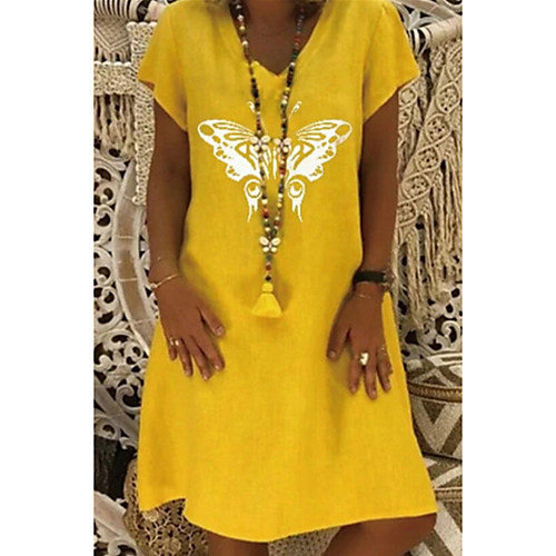 

Women's Sheath Dress Knee Length Dress - Short Sleeves Geometric Summer Elegant 2020 Blue Yellow Khaki Brown Gray S M L XL XXL XXXL XXXXL XXXXXL