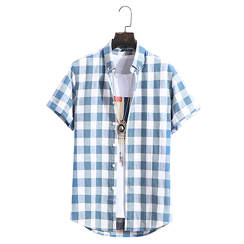 

Men's Plaid Shirt Basic Daily Holiday Blue / Green / Gray / Light Blue