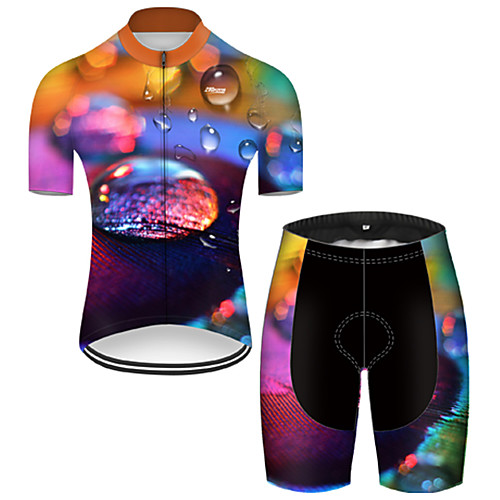 

21Grams Men's Short Sleeve Cycling Jersey with Shorts Nylon Polyester Black / Orange 3D Rainbow Gradient Bike Clothing Suit Breathable 3D Pad Quick Dry Ultraviolet Resistant Reflective Strips Sports
