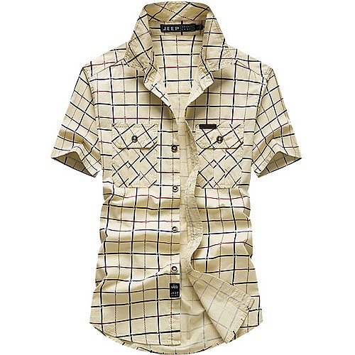 

Men's Plaid Print Shirt Daily Blue / Army Green / Khaki