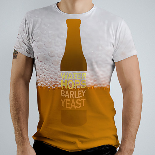 

Men's Graphic Letter Print T-shirt Basic Daily Yellow