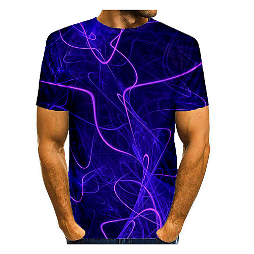 

Men's T shirt Galaxy Graphic Optical Illusion Print Short Sleeve Daily Tops Basic Purple