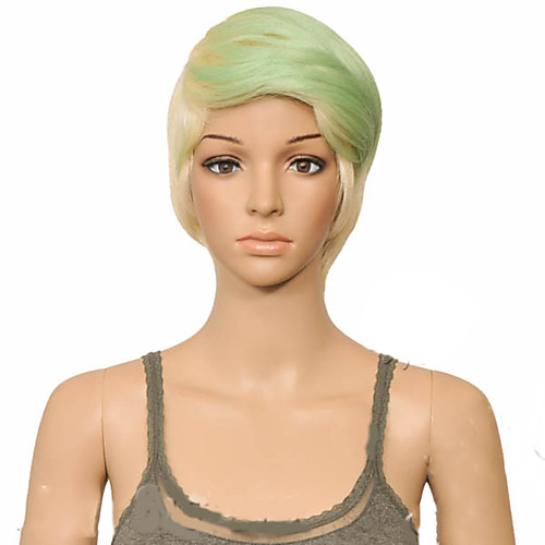 

Synthetic Wig Straight Layered Haircut Wig Short Mint Green Synthetic Hair 10 inch Women's Women Synthetic Sexy Lady Mixed Color hairjoy