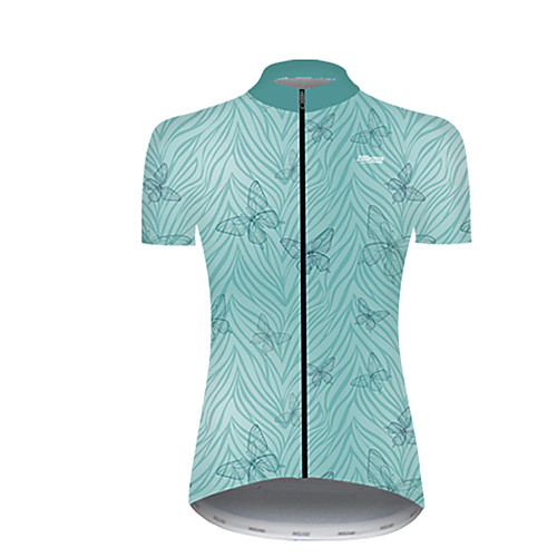 

21Grams Women's Short Sleeve Cycling Jersey Nylon Polyester Blue Butterfly Leaf Bike Jersey Top Mountain Bike MTB Road Bike Cycling Breathable Quick Dry Ultraviolet Resistant Sports Clothing Apparel