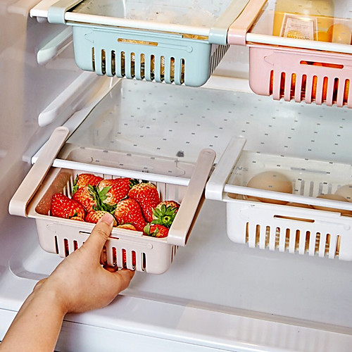 

Adjustable Stretchable Refrigerator Organizer Drawer Basket Refrigerator Pull-out Drawers Fresh Spacer Layer Storage Rack