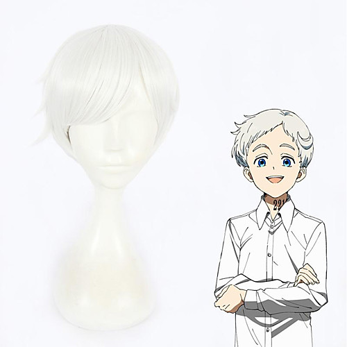 

Cosplay Wig Norman The Promised Neverland Straight Cosplay Short Bob Wig Short White Synthetic Hair 12 inch Men's Anime Cosplay Cool White