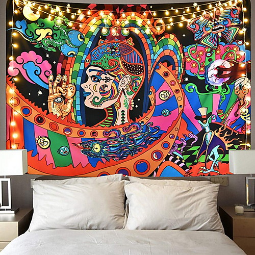 

Psychedelic Abstract Wall Tapestry Art Decor Blanket Curtain Picnic Tablecloth Hanging Home Bedroom Living Room Dorm Decoration Polyester Arabesque Hippie Monster