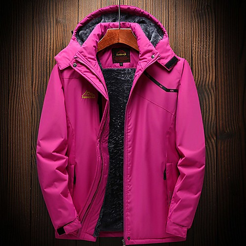 

Wolfcavalry Women's Hiking Jacket Winter Outdoor Waterproof Windproof Fleece Lining Warm Top Full Length Hidden Zipper Fishing Camping / Hiking / Caving Traveling Black / Fuchsia