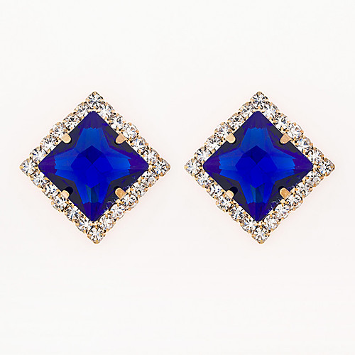 

Women's AAA Cubic Zirconia Earrings Princess Square Mini Stylish Luxury Gold Plated Earrings Jewelry Blue For Wedding Daily 1 Pair