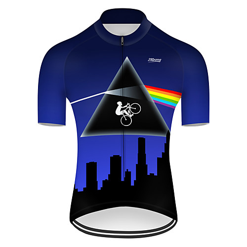 

21Grams Men's Short Sleeve Cycling Jersey Black / Blue Bike Top Mountain Bike MTB Road Bike Cycling Breathable Sports Clothing Apparel / Micro-elastic