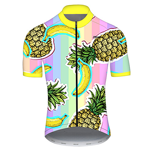 

21Grams Men's Short Sleeve Cycling Jersey Nylon Polyester Green / Yellow Fruit Pineapple Banana Bike Jersey Top Mountain Bike MTB Road Bike Cycling Breathable Quick Dry Ultraviolet Resistant Sports