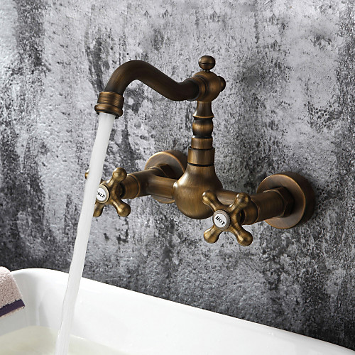 

1279 Sprinkle Sink Faucets - Antique / Art Deco / Retro / Traditional Antique Brass Wall Mount Two Holes