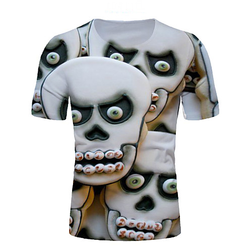 

Men's Graphic Skull T-shirt Basic Elegant Daily Going out White
