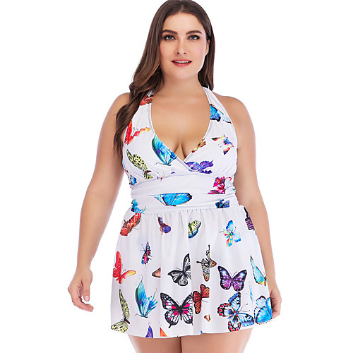 

Women's One-piece Swimwear Swimsuit - Animal L XL XXL White