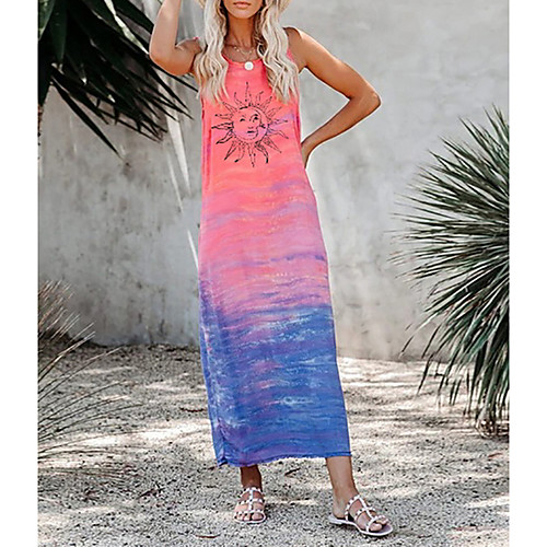 

Women's Shift Dress Midi Dress - Sleeveless Color Block Summer Casual 2020 Blushing Pink Orange S M L XL XXL XXXL XXXXL XXXXXL XXXXXXL