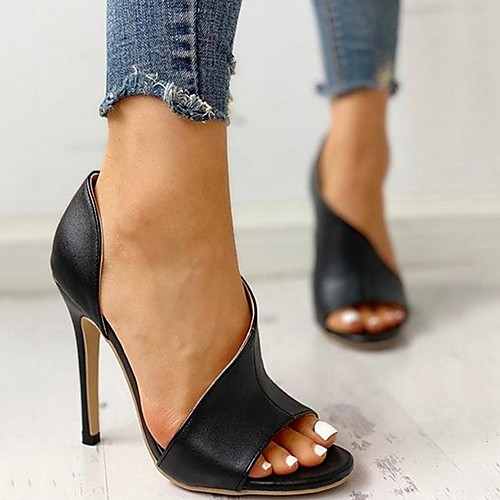 

Women's Sandals Stiletto Heel Open Toe Daily PU Summer Black Pink Rainbow