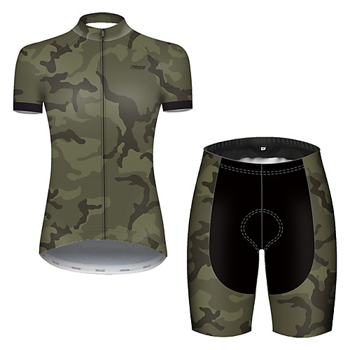 

21Grams Women's Short Sleeve Cycling Jersey with Shorts Nylon Polyester Camouflage Patchwork Camo / Camouflage Bike Clothing Suit Breathable 3D Pad Quick Dry Ultraviolet Resistant Reflective Strips