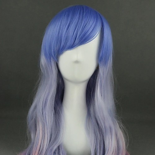 

Cosplay Wig Lolita Curly Cosplay Halloween With Bangs Wig Long Light Blue Synthetic Hair 25 inch Women's Anime Cosplay Color Gradient Blue