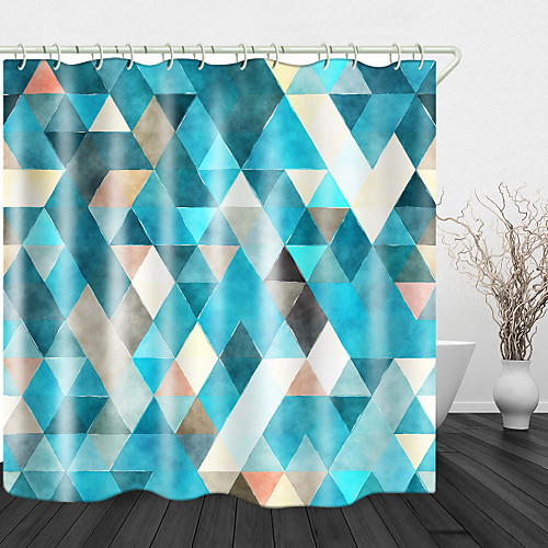 

Rhombus Colorful Digital Print Waterproof Fabric Shower Curtain for Bathroom Home Decor Covered Bathtub Curtains Liner Includes with Hooks