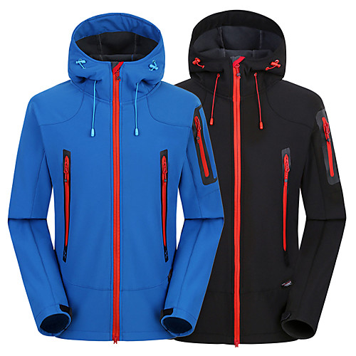 

Men's Hiking Fleece Jacket Outdoor Waterproof Windproof Warm Softshell Jacket Single Slider Fishing Camping / Hiking / Caving Traveling Black / Red / Blue / Dark Navy
