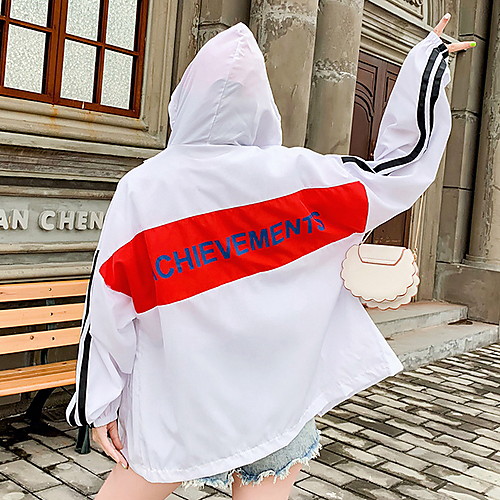 

Women's Jacket Daily Regular Color Block White / Black / Red S / M / L