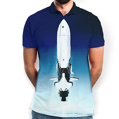 

Men's Graphic Polo Basic Elegant Daily Going out Blue