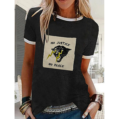 

Women's T-shirt Graphic Tops - Print Round Neck Basic Daily Black M L XL 2XL 3XL