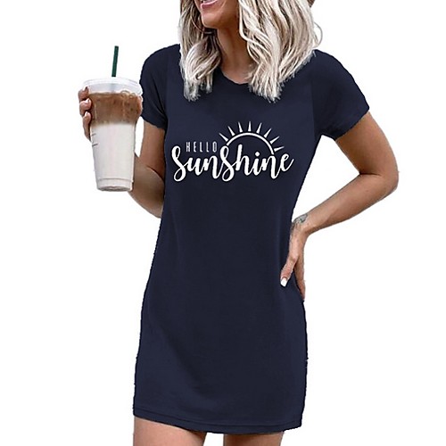 

Women's Sheath Dress Short Mini Dress - Short Sleeves Geometric Summer Elegant 2020 Navy Blue S M L XL XXL