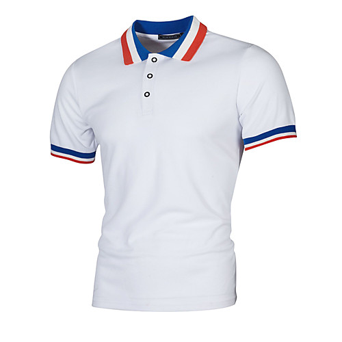 

Men's Polo Solid Colored Patchwork Short Sleeve Daily Tops Basic White Black Red