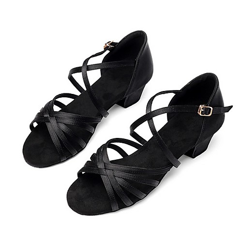 

Women's Modern Shoes PU Buckle Heel Thick Heel Dance Shoes Black / Brown