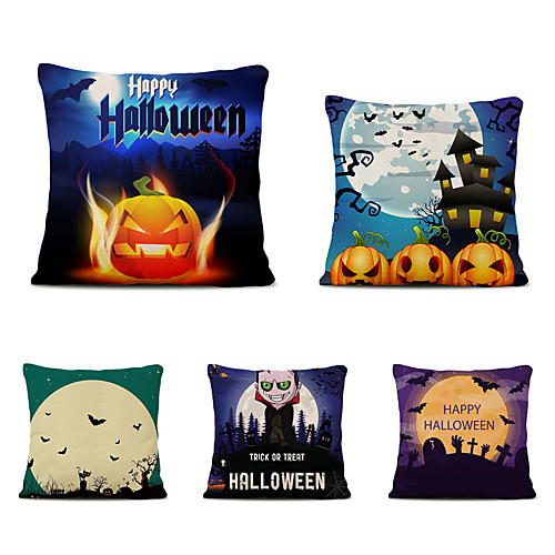 

Halloween Party Halloween Decor Horror Ghost Set of 5 Throw Pillow Simple Classic 4545 cm Polyester Pillow Cover Special Design Halloween Square Traditional Classic