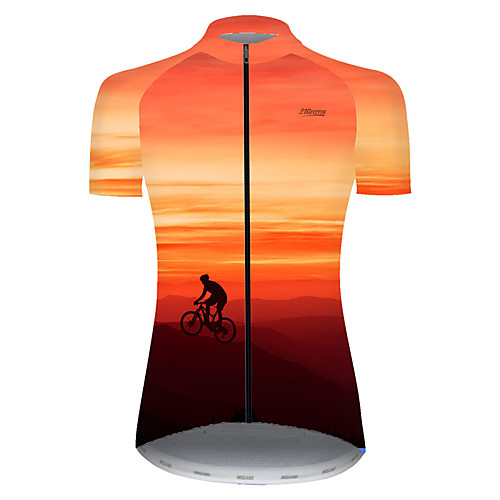 

21Grams Women's Short Sleeve Cycling Jersey Nylon Red / Yellow Gradient 3D Bike Jersey Top Mountain Bike MTB Road Bike Cycling Quick Dry Breathable Sports Clothing Apparel / Micro-elastic