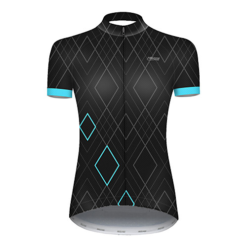 

21Grams Women's Short Sleeve Cycling Jersey Nylon Polyester Black / Blue Plaid / Checkered Patchwork Bike Jersey Top Mountain Bike MTB Road Bike Cycling Breathable Quick Dry Ultraviolet Resistant