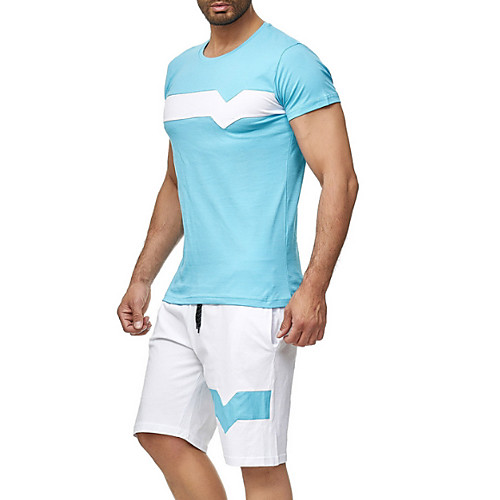 

Men's Color Block Set Basic Daily White / Black / Blue / Red