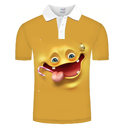

Men's Graphic Cartoon Print Polo Daily Yellow